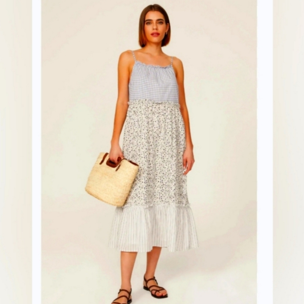 Rails Dora Maxi-dress Blue and White Floral Maxi Dress. Size: Large.